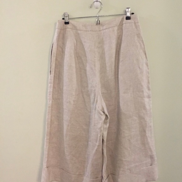 KAELEN Shimmer linen wide leg crop pants - Picture 5 of 7